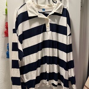 Old Navy White and Navy Striped Top